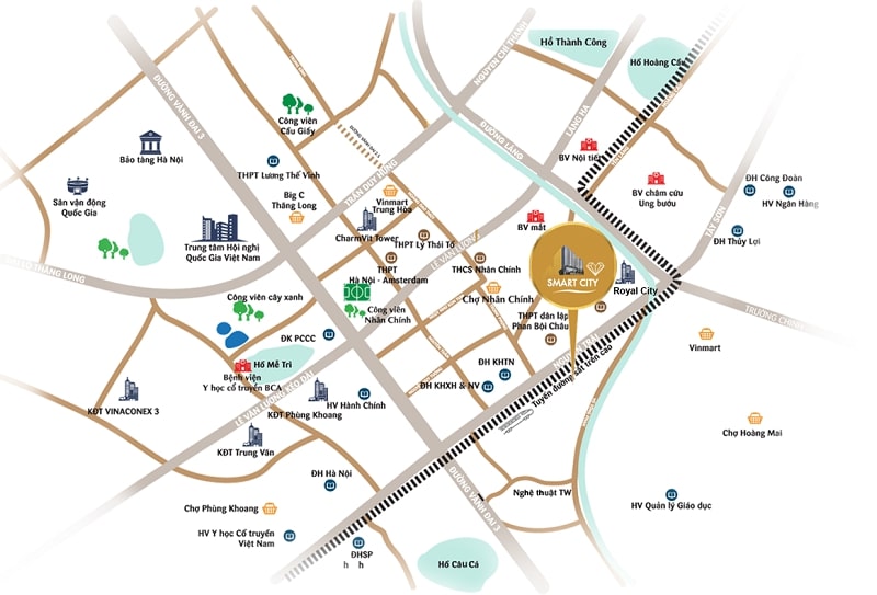 Vị trí Vinhomes Nguyễn Trãi - Lợi thế vượt trội tại trung tâm Thanh Xuân 2 Vị trí dự án Vinhomes Nguyễn Trãi (Vinhomes Cao Xà Lá) nằm tại trung tâm quận Thanh Xuân, Hà Nội, thuận tiện di chuyển tới các địa điểm trọng yếu như Royal City, Ngã Tư Sở, trường Amsterdam, Đại học Quốc gia Hà Nội, các bệnh viện lớn và nhiều khu đô thị hiện đại. Dự án sở hữu hệ thống giao thông kết nối linh hoạt, dễ dàng tiếp cận các tuyến đường huyết mạch của thành phố.